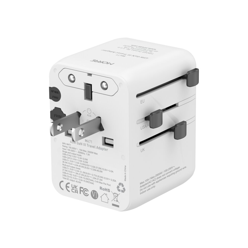 MORRE M471 Travel Adapter 45W 3xUSB-C 2xUSB-A