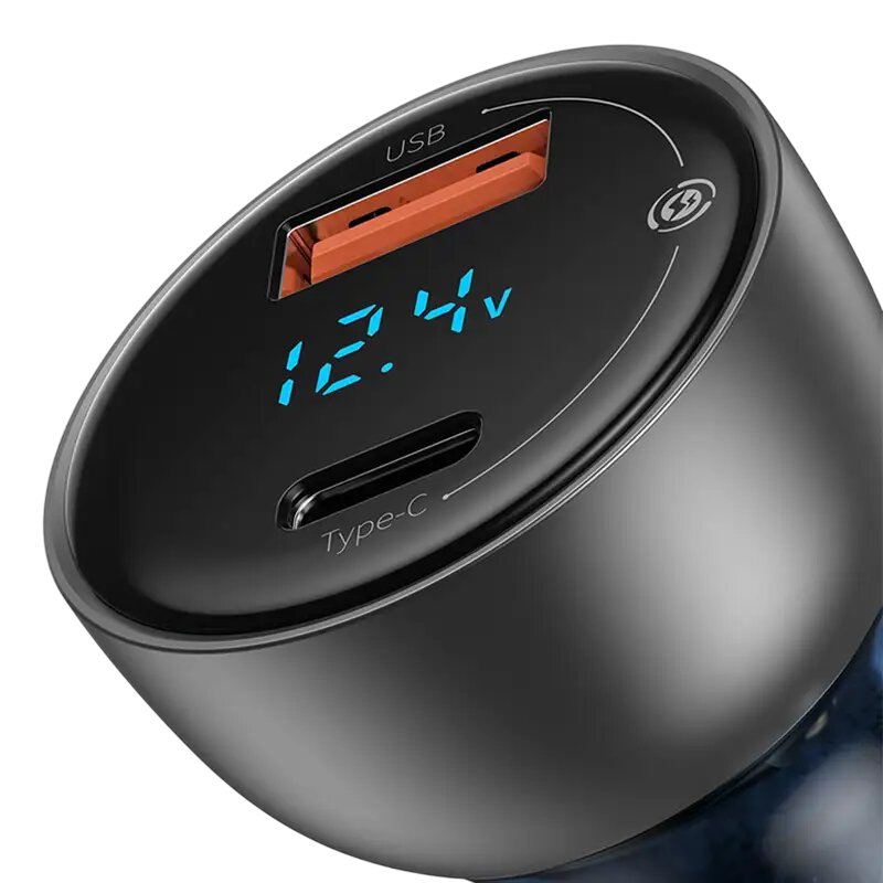 Baseus CCKX-C0G Particular Nabíjačka do Autá Digital Display 2xUSB 65W Gray