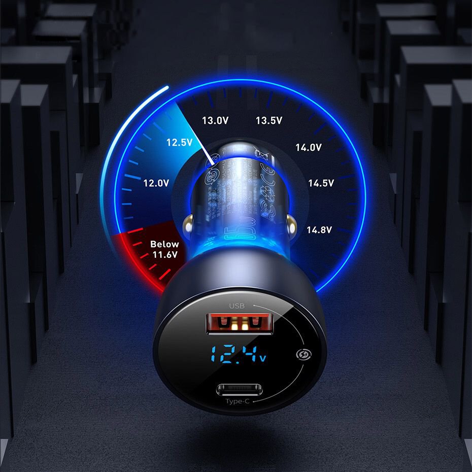 Baseus CCKX-C0G Particular Nabíjačka do Autá Digital Display 2xUSB 65W Gray