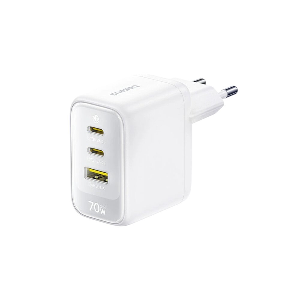 Baseus GaN EnerFill FE22 E0123501 70W szybka ładowarka sieciowa z 2 gniazdami USB-C PD oraz USB Baseus GaN EnerFill FE22 E0123501 70W szybka ładowarka sieciowa z 2 gniazdami USB-C PD oraz USB