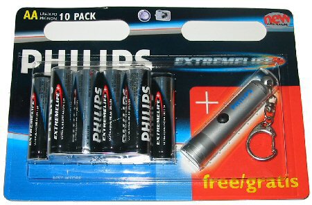 bateria alkaliczna Philips ExtremeLife LR6 AA (blister) + latarka diodowa gratis