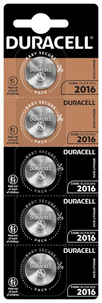5 x bateria litowa mini Duracell CR2016 DL2016 ECR2016 HSDC