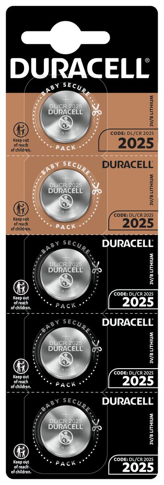 5 x bateria litowa mini Duracell CR2025 DL2025 ECR2025 HSDC