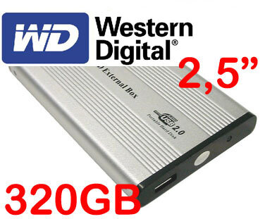 Dysk zewnętrzny USB 2,5" WESTERN DIGITAL 320GB + srebrna obudowa