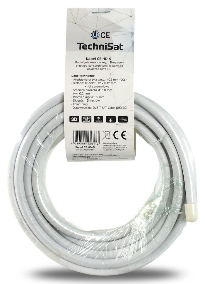 Kabel Koncentryczny Rg 6 Technisat 5 Metrów Sklep