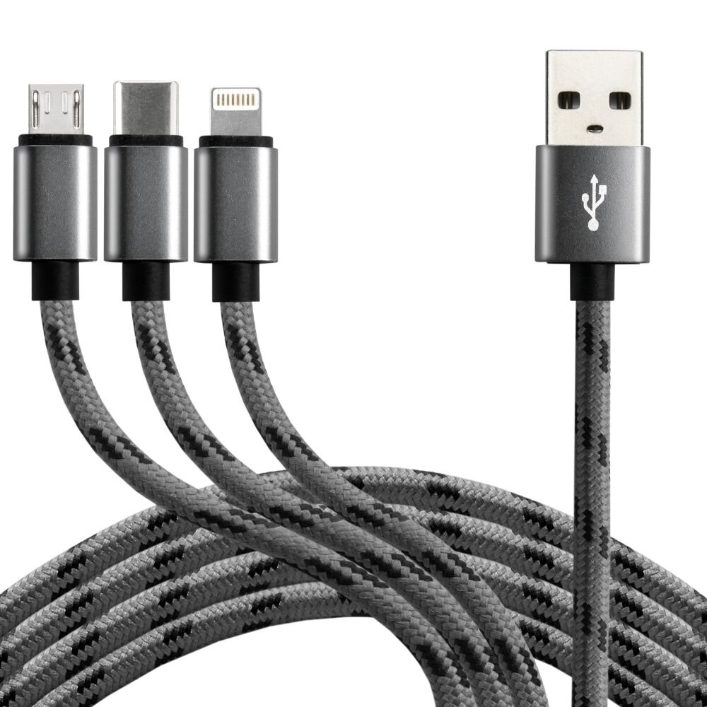 Kabel przewód USB 3w1 - USB-C, Lightning, micro USB 120cm everActive CBB-1.2MCI do 2.4A