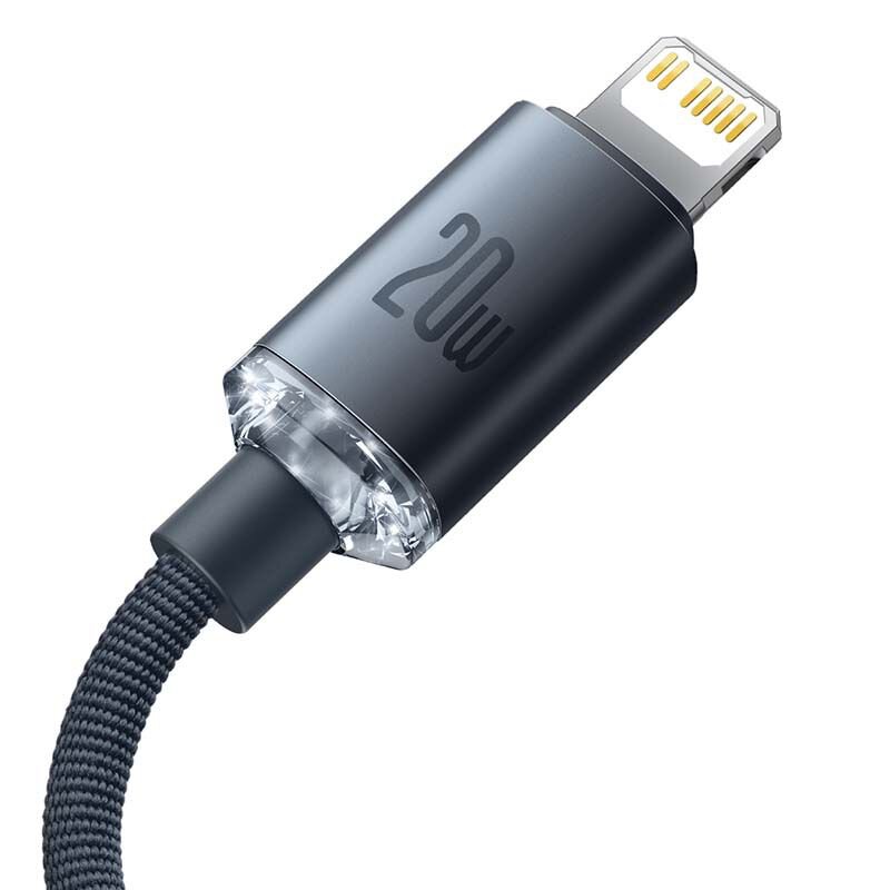 Kabel przewód USB-C / Typ-C - Lightning / iPhone 120cm Baseus Crystal CAJY000201 z obsługą szybkiego ładowania 20W PD
