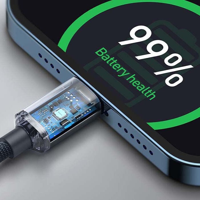 Kabel przewód USB-C / Typ-C - Lightning / iPhone 120cm Baseus Crystal CAJY000201 z obsługą szybkiego ładowania 20W PD