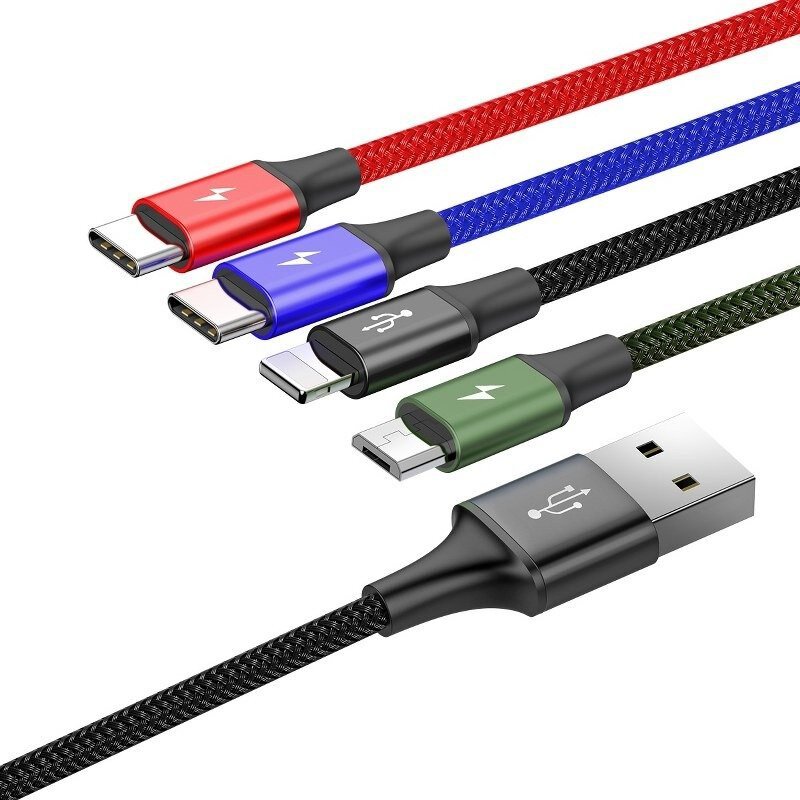 Kabel przewód USB 4w1 - 2x USB-C, Lightning, micro USB 120cm Baseus Rapid CA1T4-B01 do 3.5A