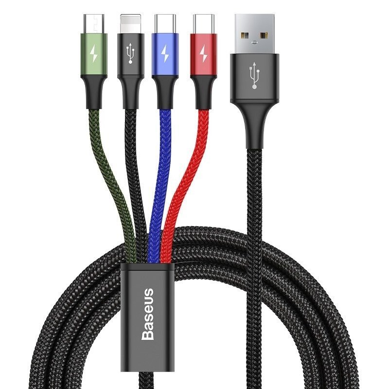 Kabel przewód USB 4w1 - 2x USB-C, Lightning, micro USB 120cm Baseus Rapid CA1T4-B01 do 3.5A