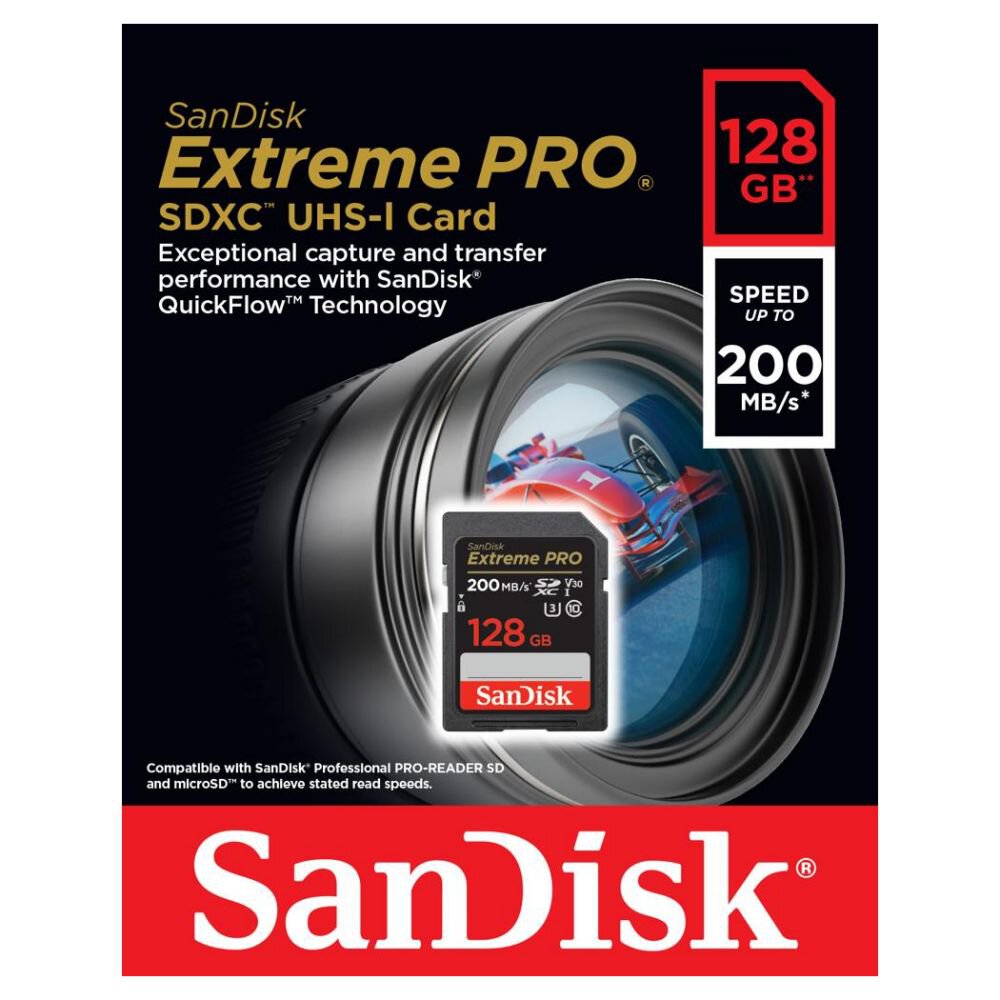Karta pamięci SD (SDXC) SanDisk 128GB Extreme PRO 200/90MB/s UHS-I U3 V30