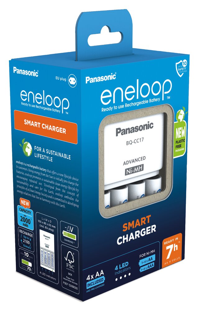 Panasonic Eneloop BQ-CC17 + 4 x R6/AA Eneloop 2000mAh BK-3MCDE