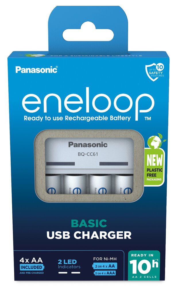 Panasonic Eneloop EKO BQ-CC61 USB + 4 x R6/AA Eneloop 2000mAh BK-3MCDE