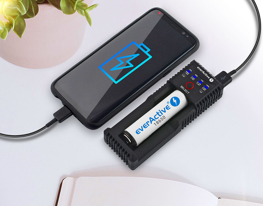 Wygląd ładowarki everActive UC-100 Wygląd ładowarki everActive UC-100