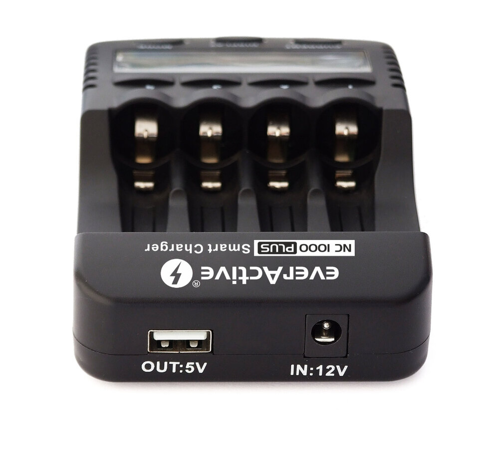 EverActive NC 900U Universal Ladegerät – 8 Unabhängige Schächte, Für NiMH/NiCd Akkus, Mit USB-Anschluss
