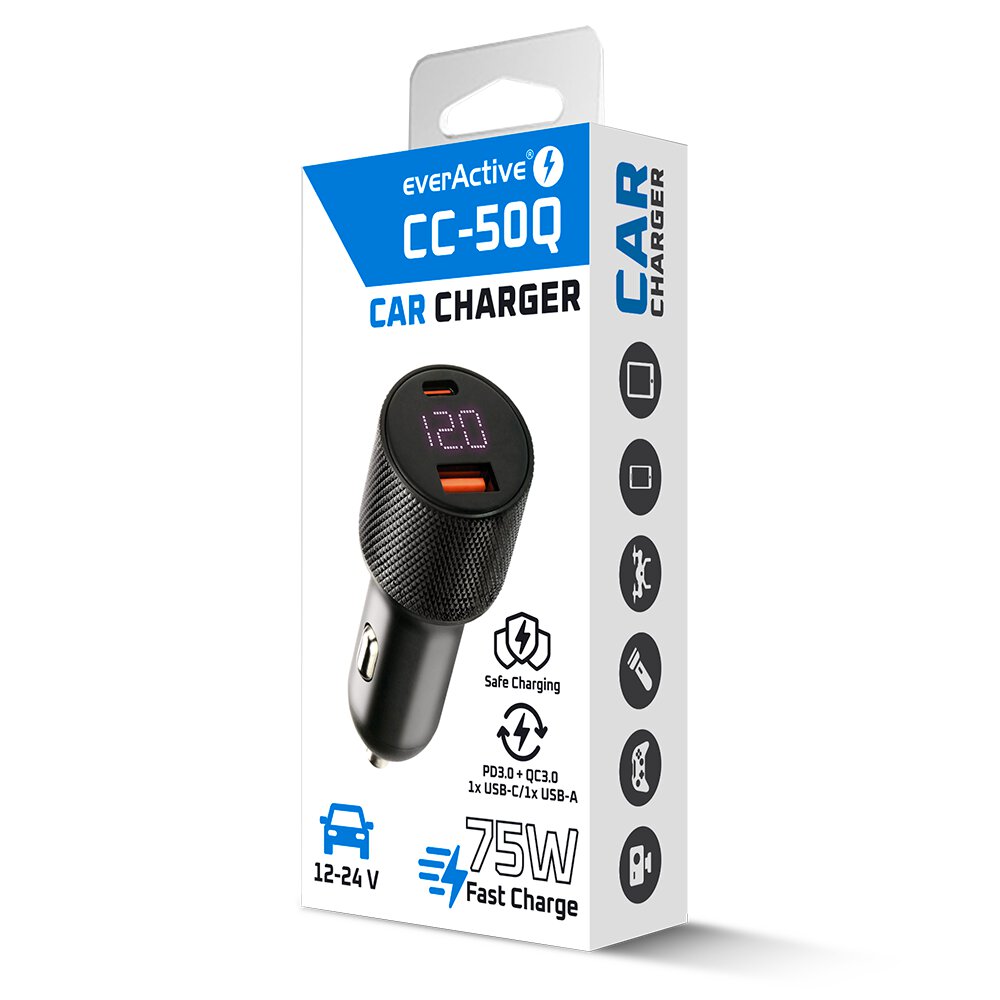 everActive 75W 1xUSB 1xUSB-C CC-50Q