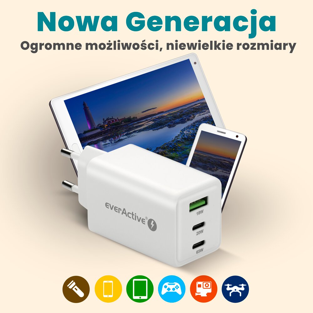everActive SC-655Q / 65W 1xUSB 2xUSB-C SC-655Q