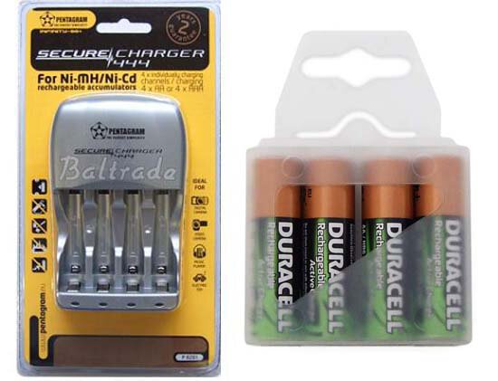 Pentagram 444 + 4 x R6/AA Duracell ActiveCharge 2000 mAh (box)