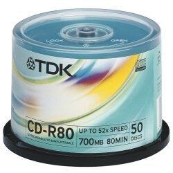 Płyty CD-R 700MB 80min 52X TDK  cake 50