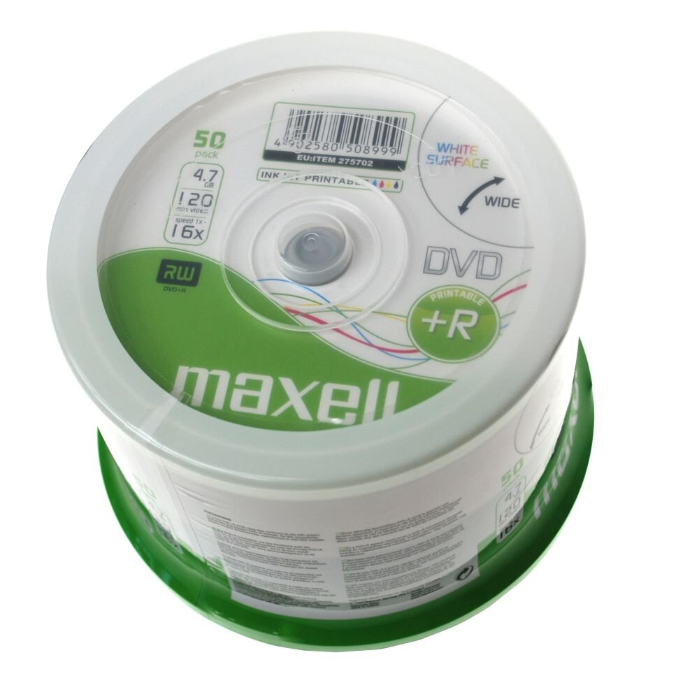 Płyty DVD+R 4,7GB 16X MAXELL PRINTABLE cake 50