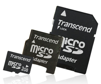 Transcend microSD 2GB + 2 adaptery