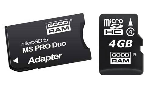 Zestaw Goodram microSDHC 4GB + adapter Memory Stick PRO Duo