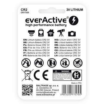 1 x bateria foto litowa everActive CR2