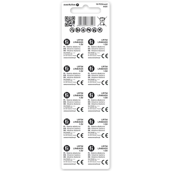 10 x bateria alkaliczna mini everActive AG5 G5 LR754 LR48