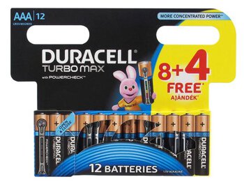 12 x bateria alkaliczna Duracell Duralock Turbo Max LR03 AAA (blister ...