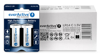 12 x baterie alkaliczne everActive Pro LR14 / C (kartonik)
