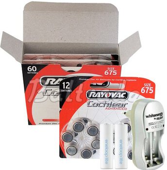 120 x bateria cynkowo-powietrzna Rayovac 675 Cochlear + akumulatorki eneloop + ładowarka GRATIS