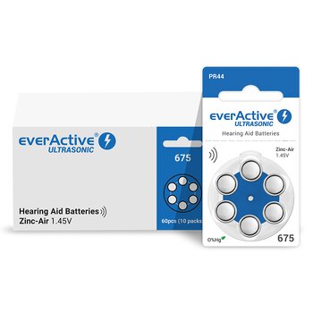 120 x baterie do aparatów słuchowych everActive ULTRASONIC 675