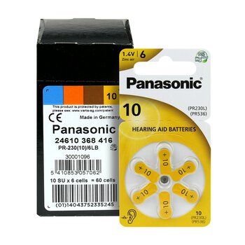 120 x baterie do aparatów słuchowych Panasonic 10 / PR10 / PR230L / PR536 / PR70
