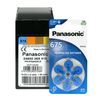 120 x baterie do aparatów słuchowych Panasonic 675 / PR675 / PR44