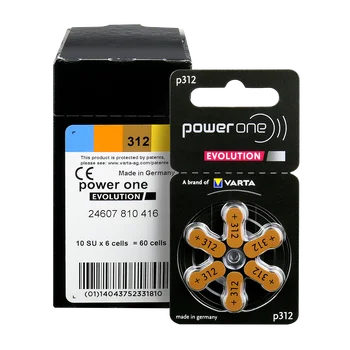 120 x baterie do aparatów słuchowych Power One Evolution Varta 312