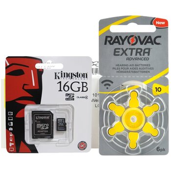120 x baterie do aparatów słuchowych Rayovac Extra Advanced 10 + karta microSD 16GB Kingston