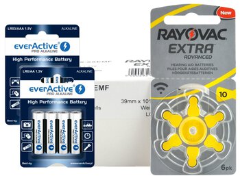 120 x baterie do aparatów słuchowych Rayovac Extra Advanced 10 + 4xLR6 + 4xLR03 everActive Pro Alkaline