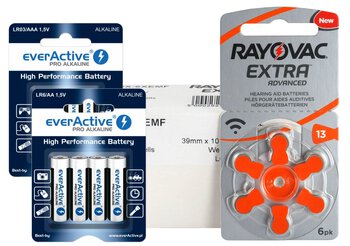 120 x baterie do aparatów słuchowych Rayovac Extra Advanced 13 + 4xLR6 + 4xLR03 everActive Pro Alkaline
