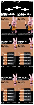 16 x bateria alkaliczna Duracell 4x4 LR6 AA HDBC (blister)