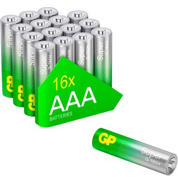 16 x bateria alkaliczna GP Super Alkaline G-TECH LR03 / AAA