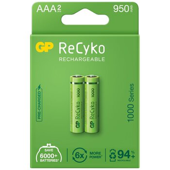 2 x akumulatorki AAA / R03 GP ReCyko 1000 Series Ni-MH 950mAh