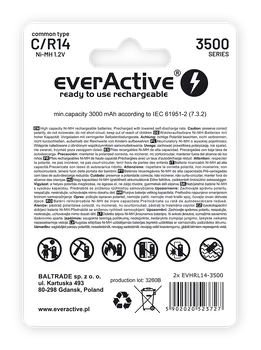 2 x akumulatorki everActive R14/C Ni-MH 3500 mAh ready to use
