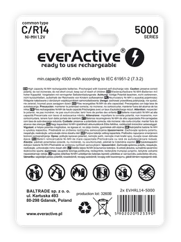 2 x akumulatorki everActive R14/C Ni-MH 5000 mAh ready to use