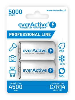 2 x akumulatorki everActive R14/C Ni-MH 5000 mAh ready to use