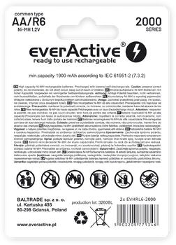2 x akumulatorki everActive R6/AA Ni-MH 2000 mAh ready to use