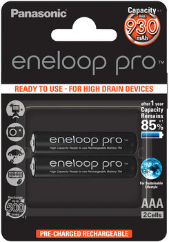 2 x akumulatorki Panasonic Eneloop PRO R03 AAA 930mAh BK-4HCDE/2BE (blister)