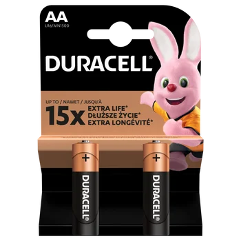 Baterie AA LR6 alkaliczne Duracell pakowane po 2 sztuki w blistrze