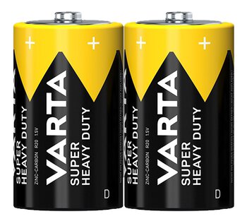 2 x bateria cynkowo-węglowa R20 D Varta Superlife / Super Heavy Duty (taca)
