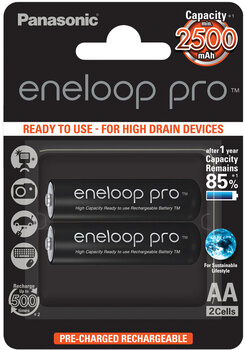 2 x Panasonic Eneloop PRO R6/AA 2500mAh BK-3HCDE/2BE (blister)