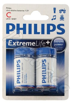 2 x Philips ExtremeLife LR14 C (blister)